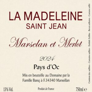 Marselan Merlot - La Madeleine Saint-Jean